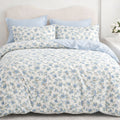 Pościeł bawełniana niebieska jasna w kwiaty Milly 200x220 3 el. Mil-X01