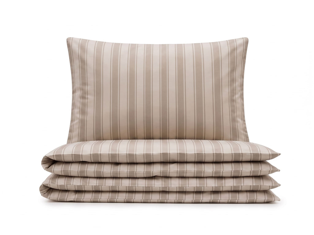 Pościel z mikrofibry beżowa w pasy 160x200 3 el. Veloura Beige h1609
