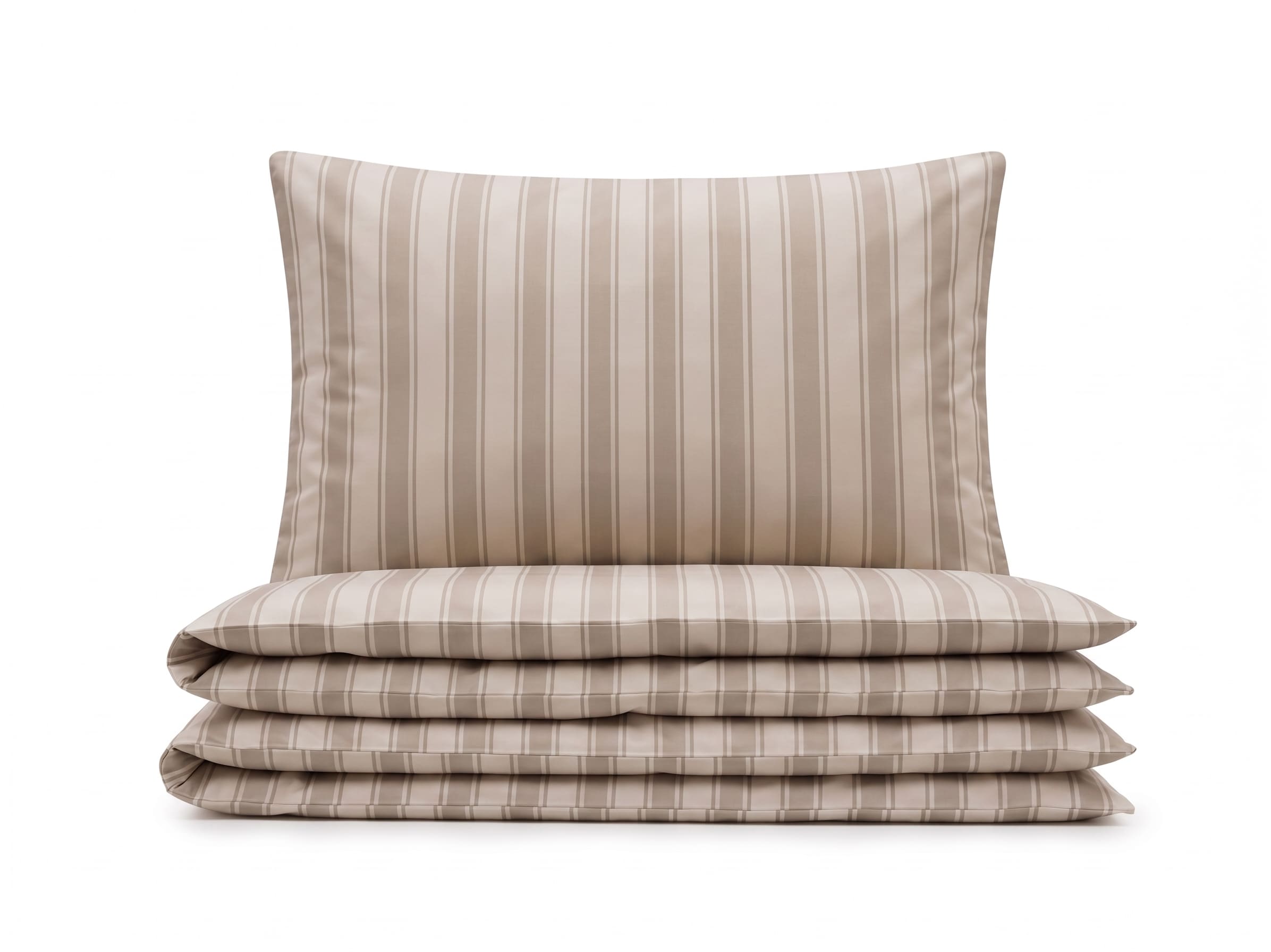 Pościel z mikrofibry beżowa w pasy 160x200 3 el. Veloura Beige h1609
