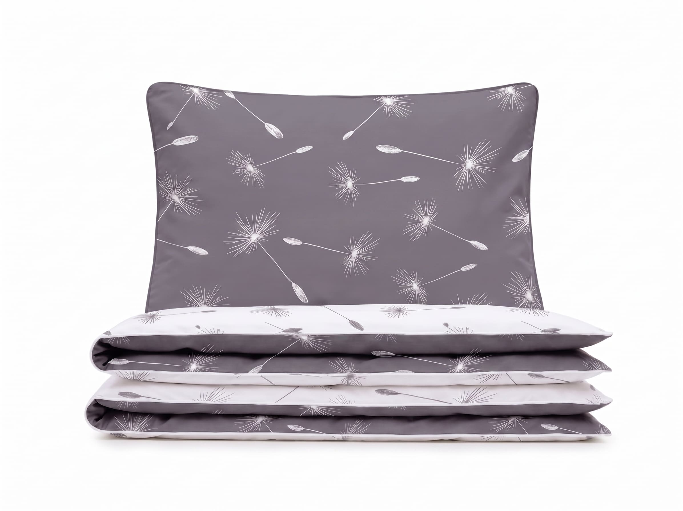 Pościel z mikrofibry dwustronna szara i biała w dmuchawce 160x200 3 el. Silver Wish h1531