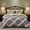 Pościel z mikrofibry dwustronna szara beżowa w kratę 200x220 3 el. Heritage Plaid h1702