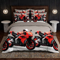 Pościel z mikrofibry beżowa w motocykle 140x200 2 el. Racerion Blaze h1514