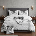 Pościel z mikrofibry dwustronna szara w wilki 140x200 2 el. Wolfheart Whisper h1513