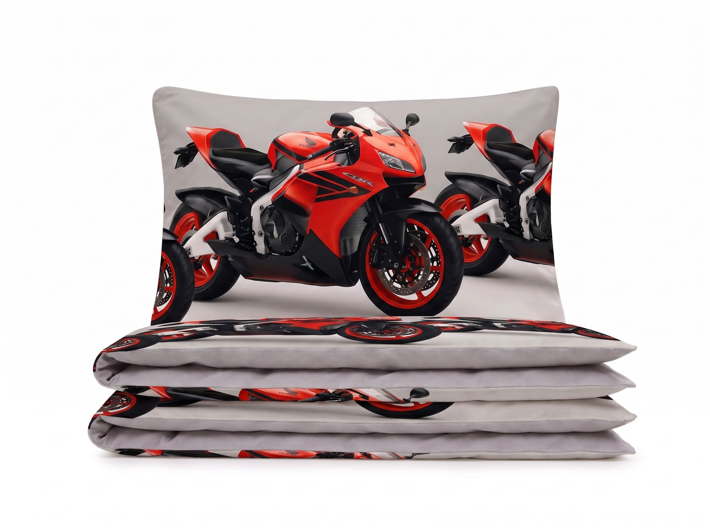 Pościel z mikrofibry beżowa w motocykle 140x200 2 el. Racerion Blaze h1514