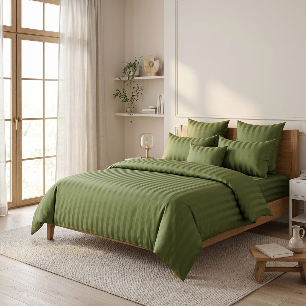 Pościel z mikrofibry zielona w pasy 140x200 2 el.  Emerald Regent h1563