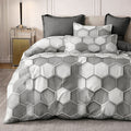 Pościel dwukolorowa plaster miodu heksagony szara grafitowa Hoya 200x220 z prześcieradłem 4 el. Mil-A106