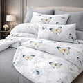 Pościel 160x200 z prześcieradłem 4 el. szaro biała dwukolorowa z motywem motyli Prius Mil-B85