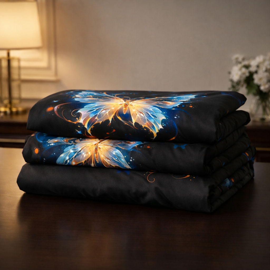 Pościel czarna w kolorowe motyle Motyl 160x200 z prześcieradłem 4 el. Mil-D30