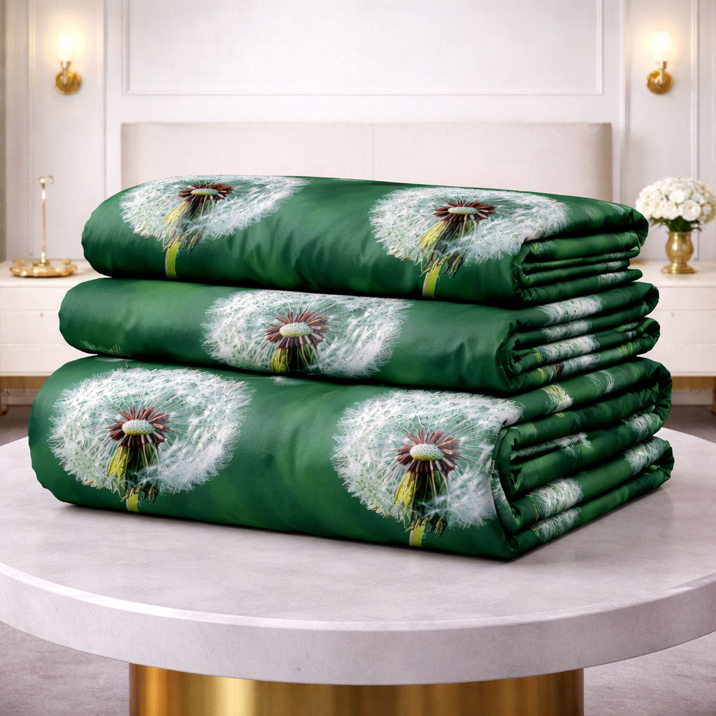 Pościel zielona w dmuchawce Flew 200x220 z prześcieradłem 4 el. Mil-D32