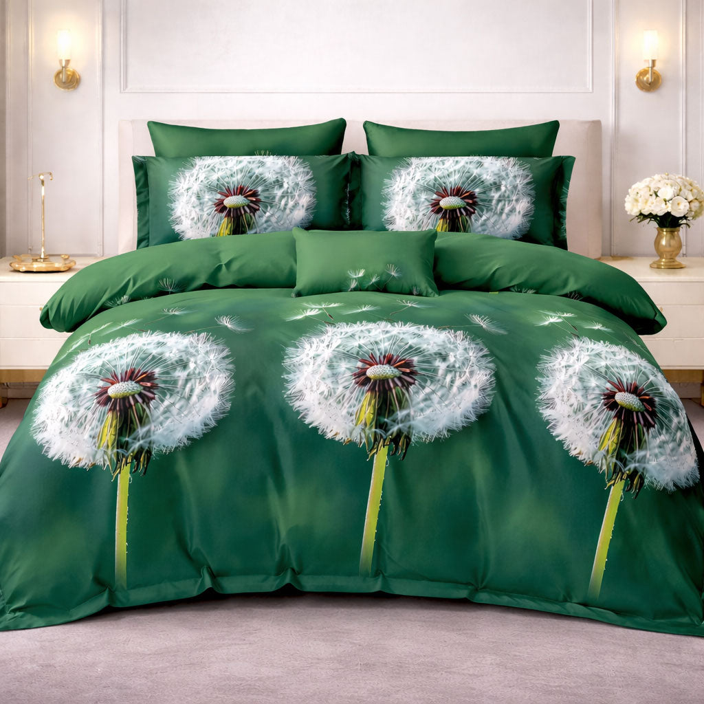 Pościel zielona w dmuchawce Flew 200x220 z prześcieradłem 4 el. Mil-D32