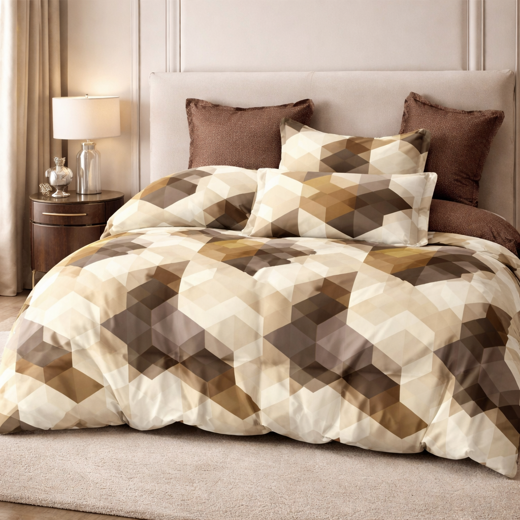 Pościel 160x200 z prześcieradłem geometryczna 3d romby Roby Mil-A115