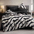 Pościel 160x200 z prześcieradłem 4 el. czarno biała Zebra Mil-A116