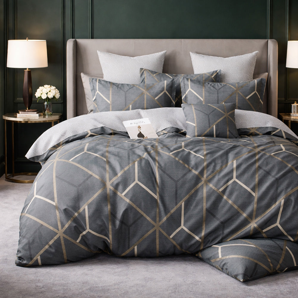 Pościel bawełniana geometryczna plaster miodu dwustronna Eros 160x200 3 el. Par-P06