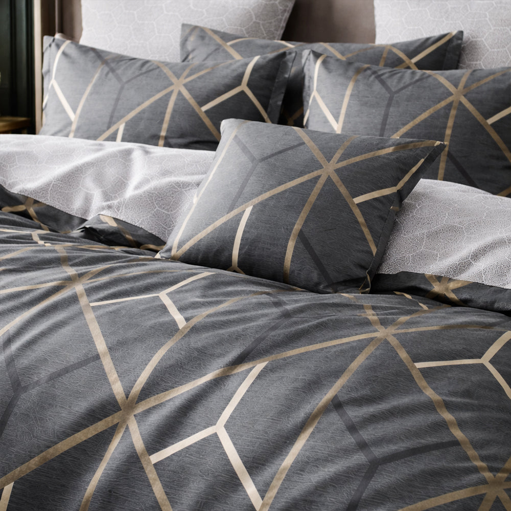 Pościel bawełniana geometryczna plaster miodu dwustronna Eros 160x200 3 el. Par-P06