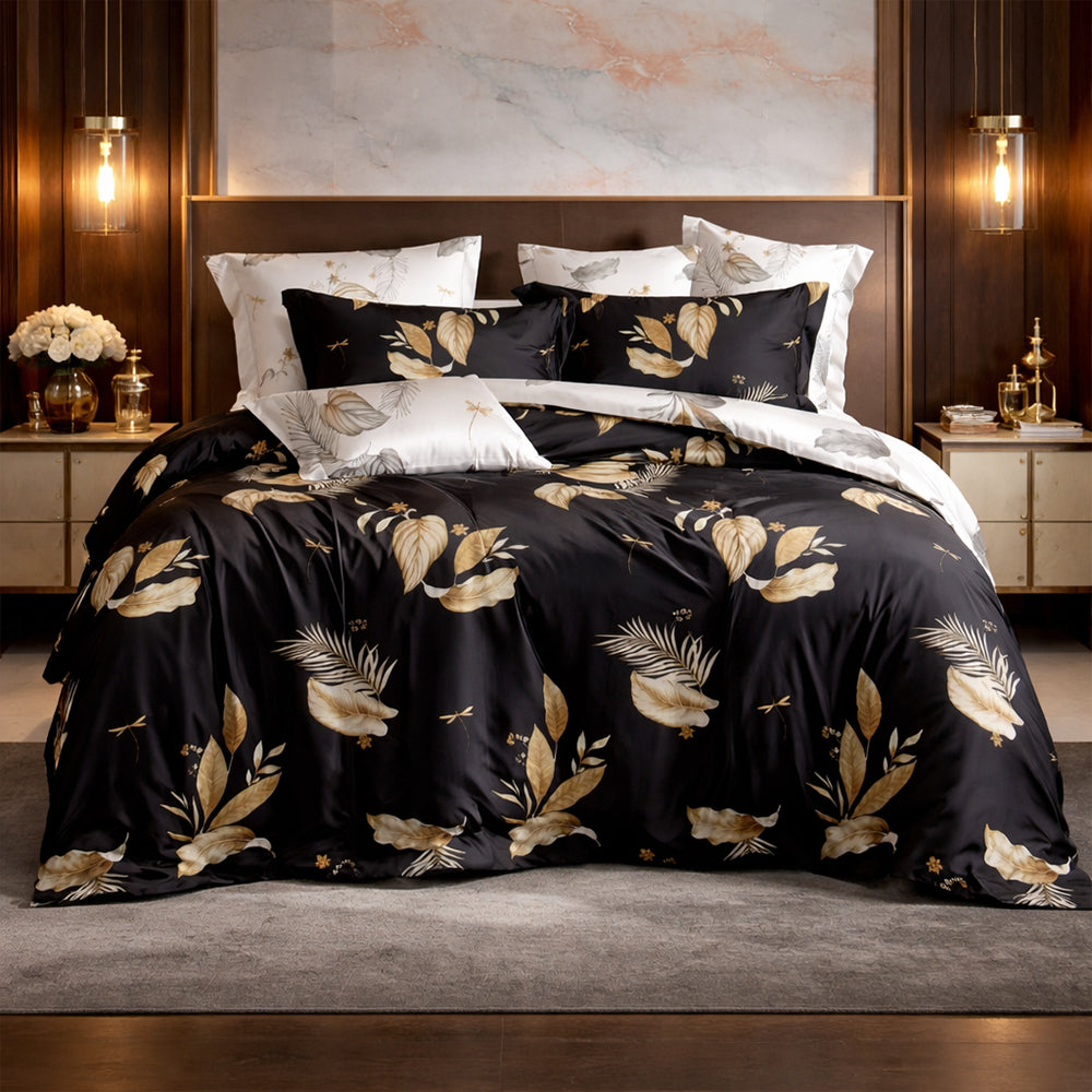 Pościel bawełniana srebrno-czarno-złota Hermafrodyta 160x200 3 el. Par-P11