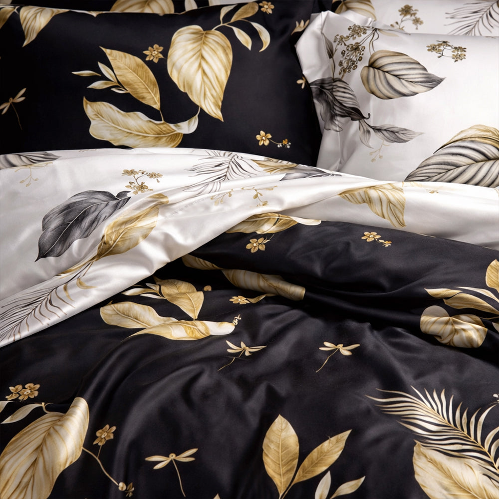 Pościel bawełniana srebrno-czarno-złota Hermafrodyta 160x200 3 el. Par-P11