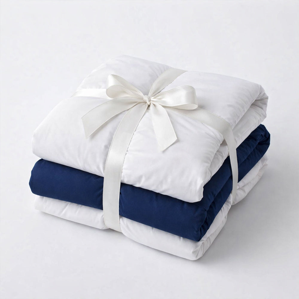 Pościel bawełniana biała granatowa dwukolorowa Hermanubis 160x200 3 el. Par-P12