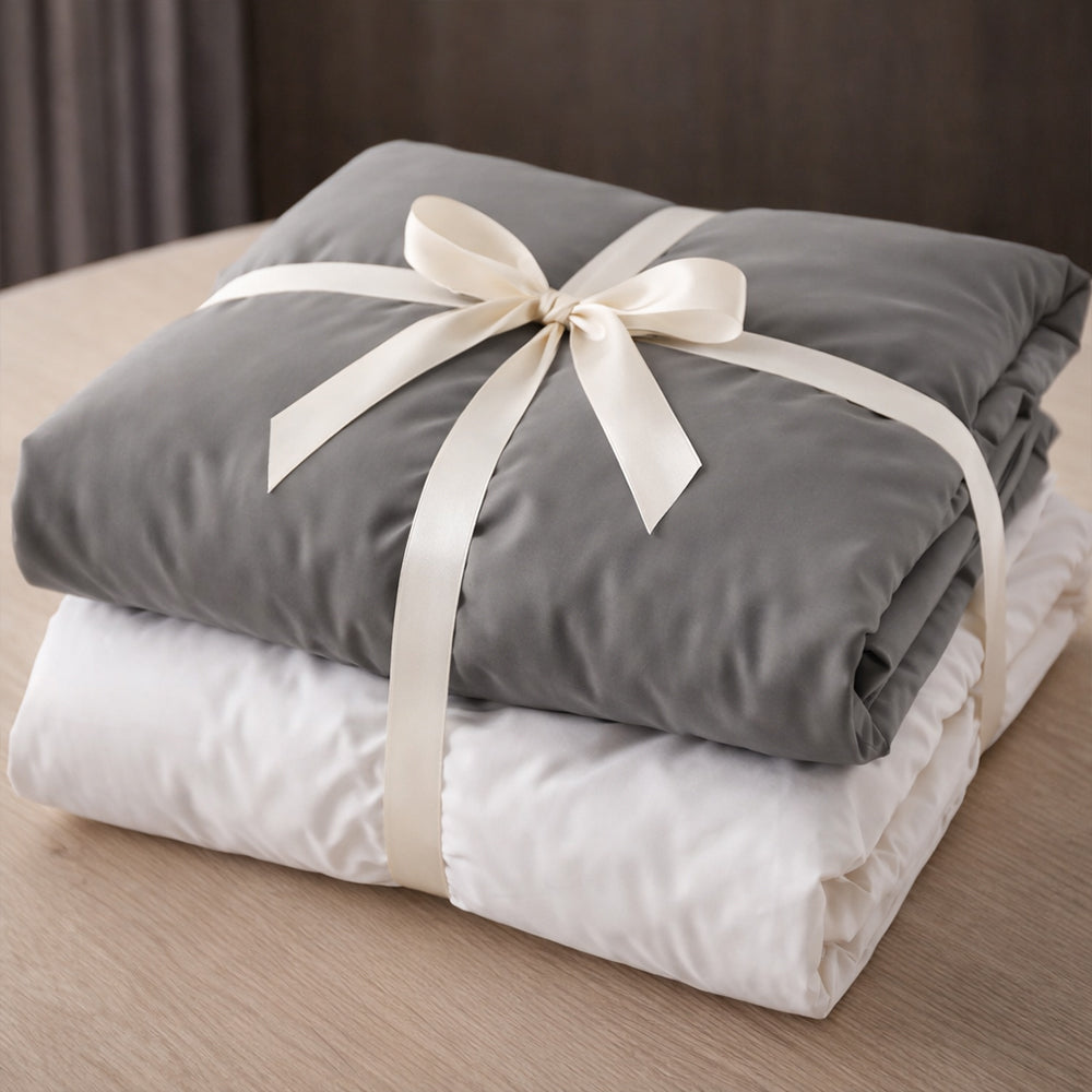 Pościel bawełniana szaro-biała dwustronna Dafnis 160x200 3 el. Par-P05