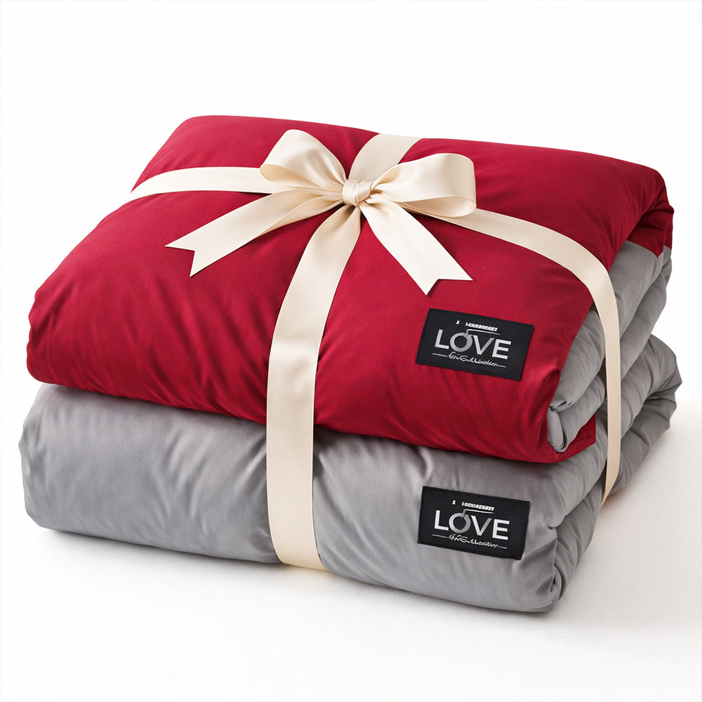 Pościel bawełniana dwustronna czerwono-malinowo-szara Aristajos 160x200 3 el. Par-P02