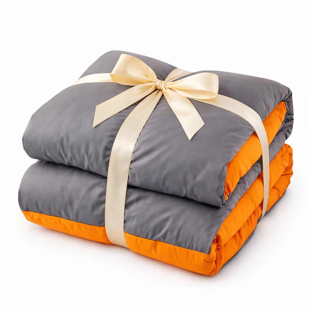 Pościel bawełniana szaro-pomarańczowa Algos 160x200 3 el. Par-P01