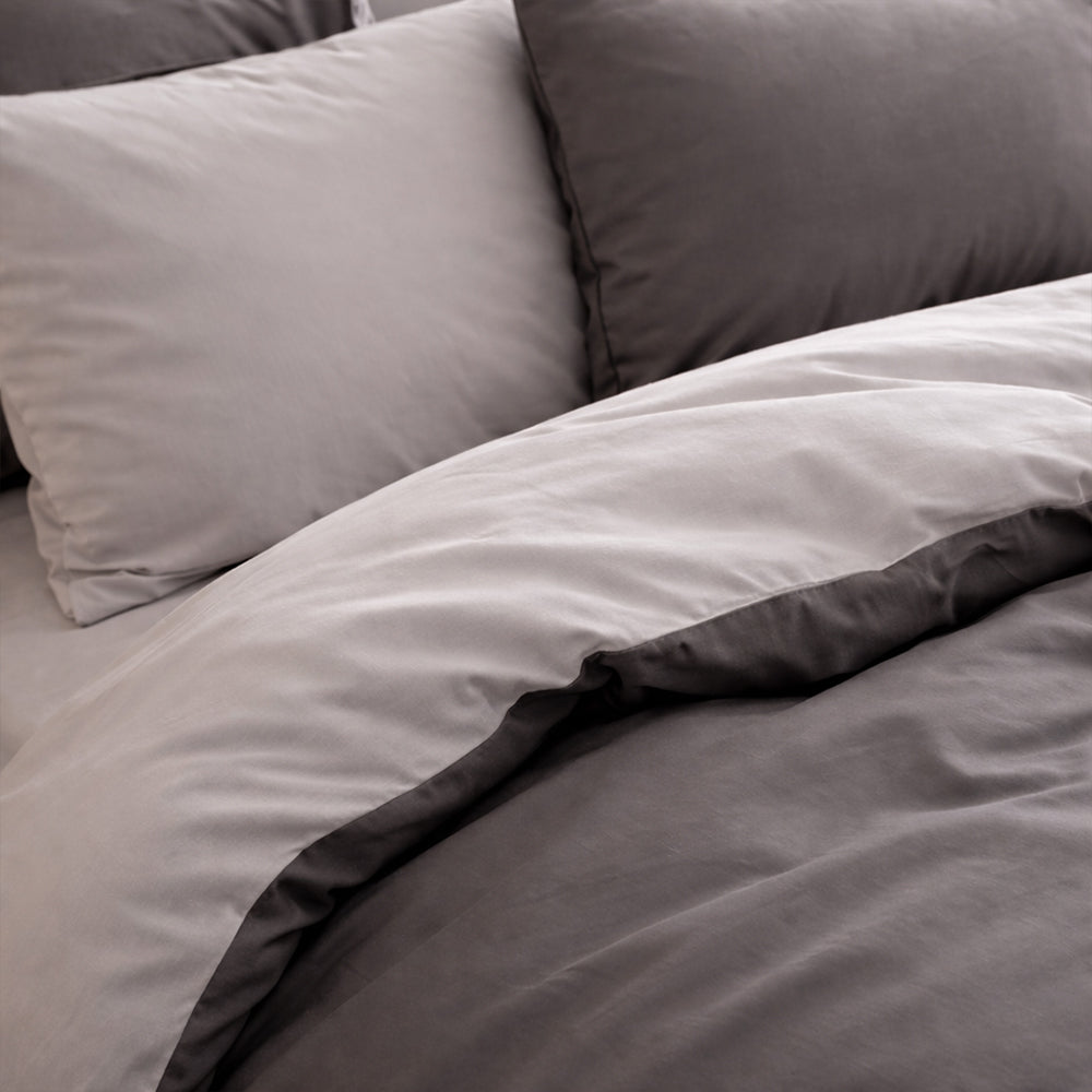 Pościel bawełniana grafitowo-szara Chronos 160x200 3 el. Par-P04