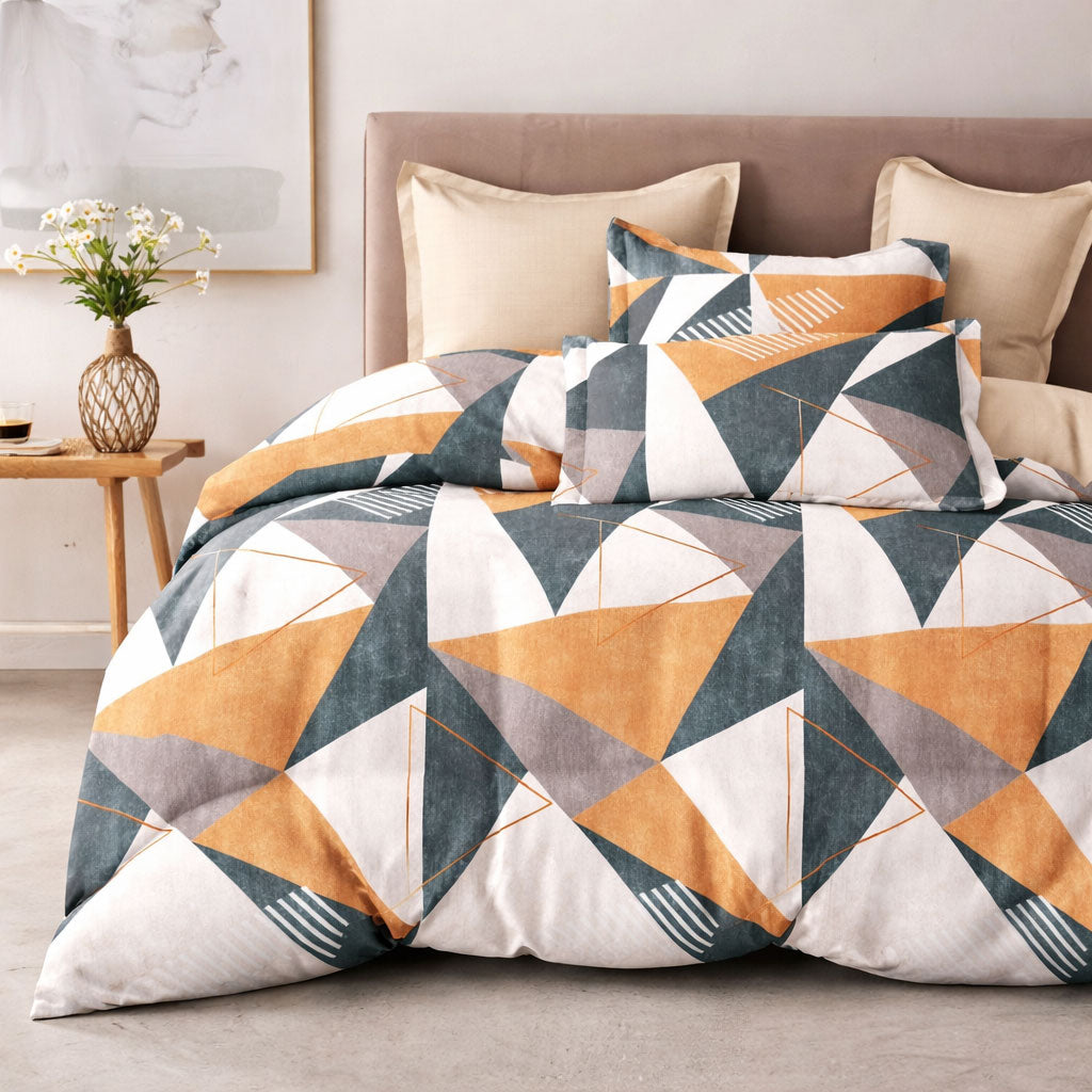 Pościel 160x200 z prześcieradłem geomteryczna trójkąty Triangle Mil-A110