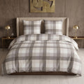 Pościel bawełniana beżowy szary biały w kratkę 200x220 3 el. Cashmere Check m2044 - Lunatis