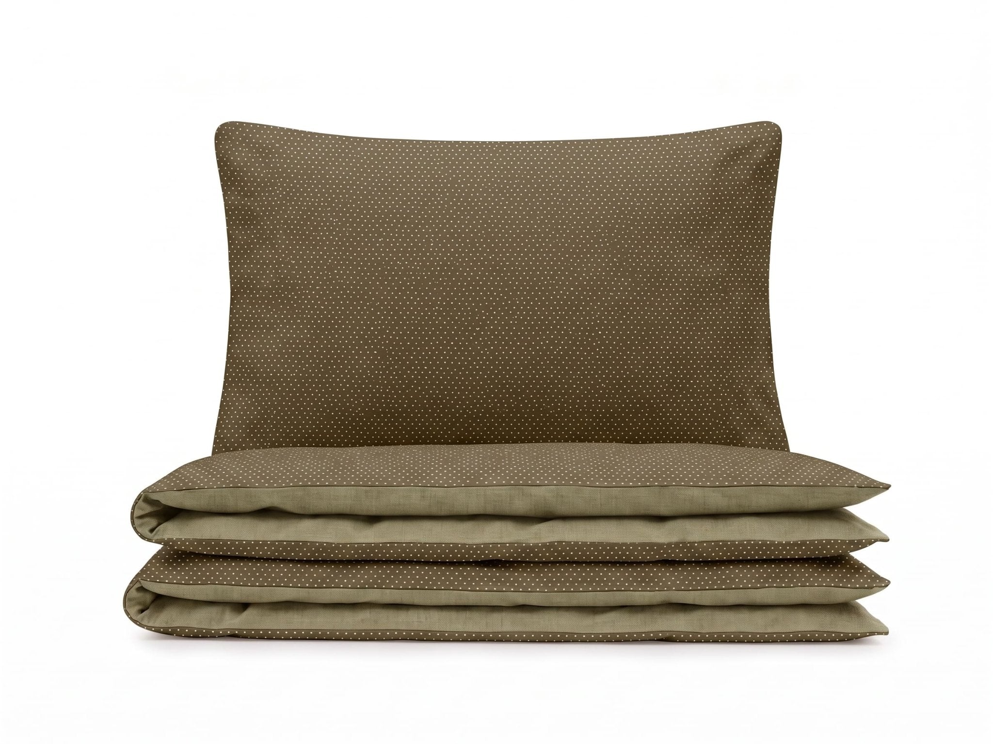 Pościel bawełniana dwustronna beżowy w kropki 160x200 3 el. Velora Sand m2031 - Lunatis