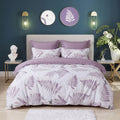 Pościel bawełniana dwustronna fioletowa w paprocie 160x200 3 el. Lavender Fern m1542 - Lunatis