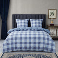 Pościel bawełniana dwustronna niebieska w kratę 200x220 3 el. Bluemont Classic Check m1805 - Lunatis