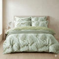 Pościel bawełniana dwustronna zielona w paprocie 160x200 3 el. Fern Harmony m1540 - Lunatis