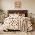 Pościel bawełniana kremowa w serca i kropki 200x220 3 el. Rustic Amore m1589 - Lunatis
