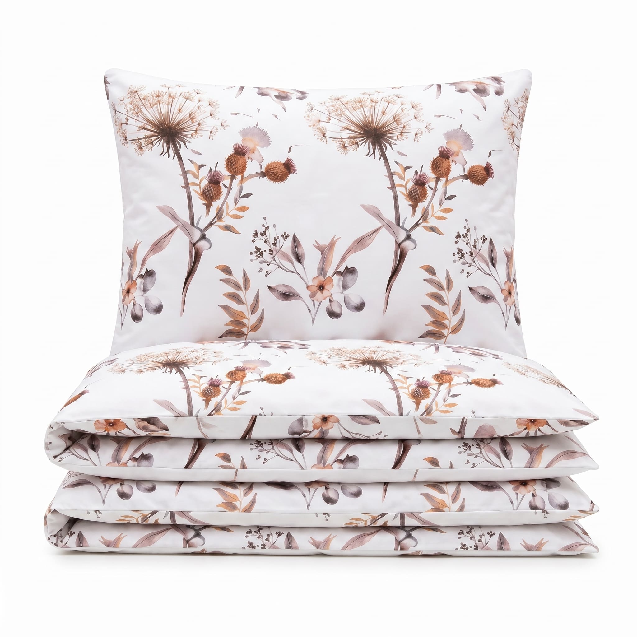 Pościel bawełniana kremowy w dmuchawce 200x220 3 el. Veloura Dandelion m2050 - Lunatis