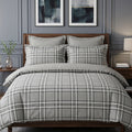 Pościel bawełniana szara w kratę 200x220 3 el. Ashbourne Classic Grid m1772 - Lunatis