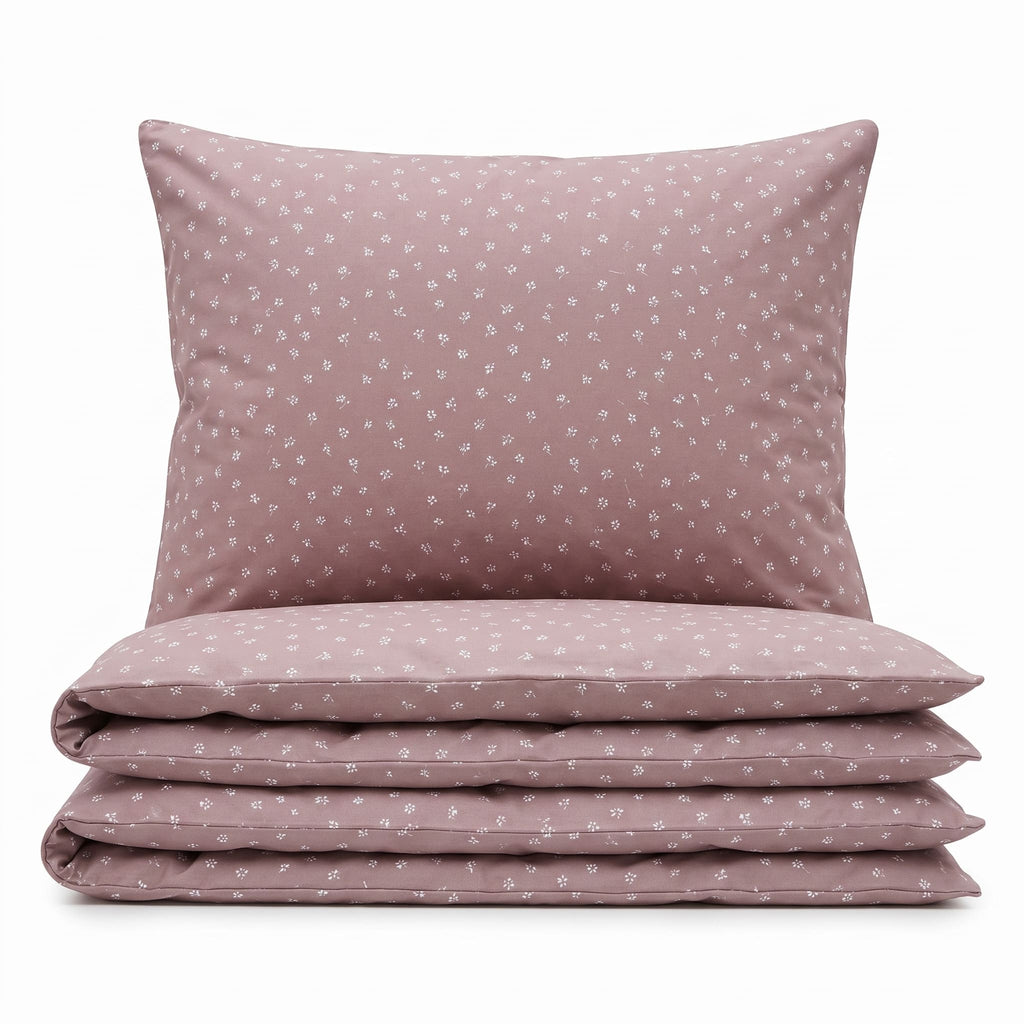 Pościel bawełniana taupe w kwiaty 200x220 3 el. Dusty Whisper m2060 - Lunatis