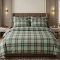 Pościel bawełniana zielony grafitowy w kratkę 200x220 3 el. Emerald Tartan m2001 - Lunatis