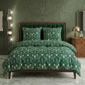 Pościel bawełniana zielony w ornamenty 160x200 3 el. Emerald Ornament m1947 - Lunatis