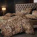 Pościel 160x200 z prześcieradłem 4 el. panterka dwukolorowa w kratę brązowa Rawr Mil-J30