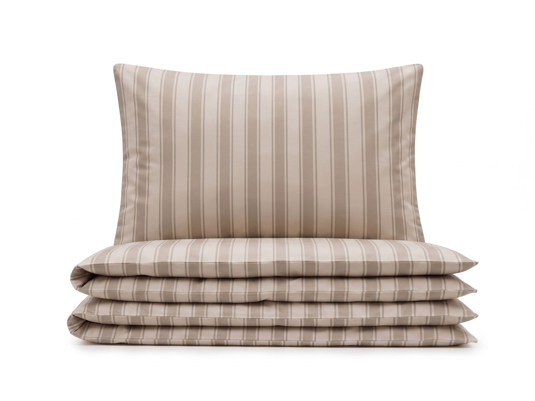 Pościel z mikrofibry beżowa w pasy 160x200 3 el. Veloura Beige h1609 - Lunatis