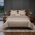 Pościel z mikrofibry beżowa w pasy 160x200 3 el. Veloura Beige h1609 - Lunatis