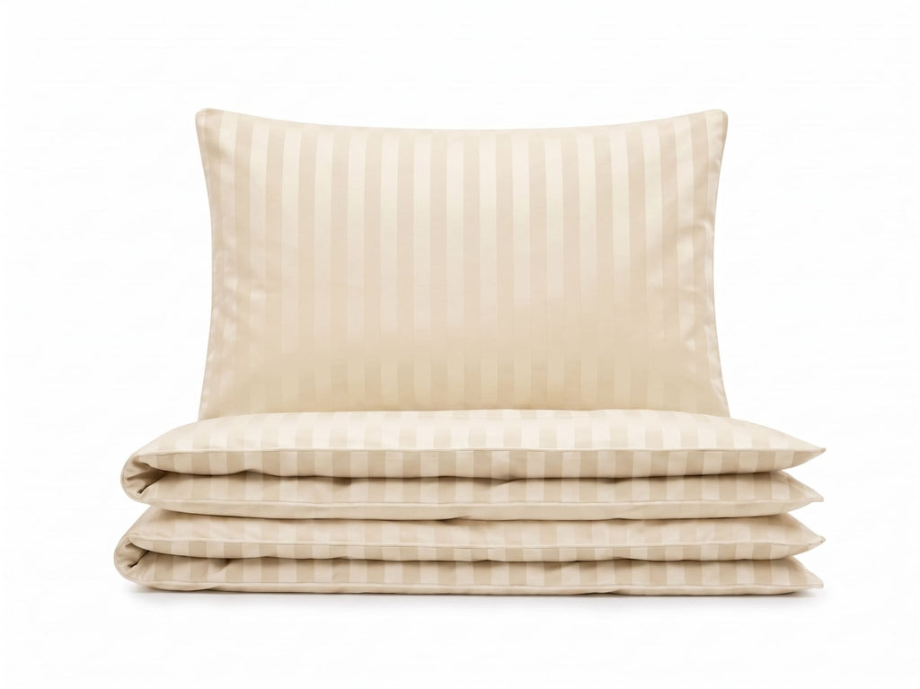 Pościel z mikrofibry kremowa w pasy 200x220 3 el. Vanilla Imperial h1610 - Lunatis