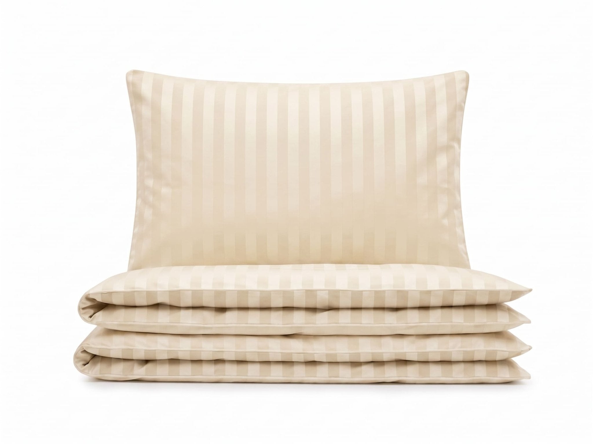 Pościel z mikrofibry kremowa w pasy 200x220 3 el. Vanilla Imperial h1610 - Lunatis
