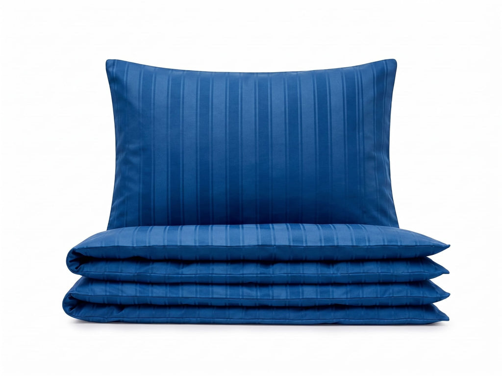 Pościel z mikrofibry niebieska w pasy 200x220 3 el. Azure Elegance h1560 - Lunatis