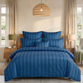 Pościel z mikrofibry niebieska w pasy 200x220 3 el. Azure Elegance h1560 - Lunatis