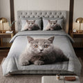 Pościel z mikrofibry szara w koty 160x200 3 el. Silver Paws h1556 - Lunatis