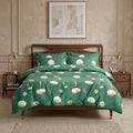 Pościel z mikrofibry zielona w kwiaty i dmuchawce 200x220 3 el. Emerald Whisper h1640 - Lunatis
