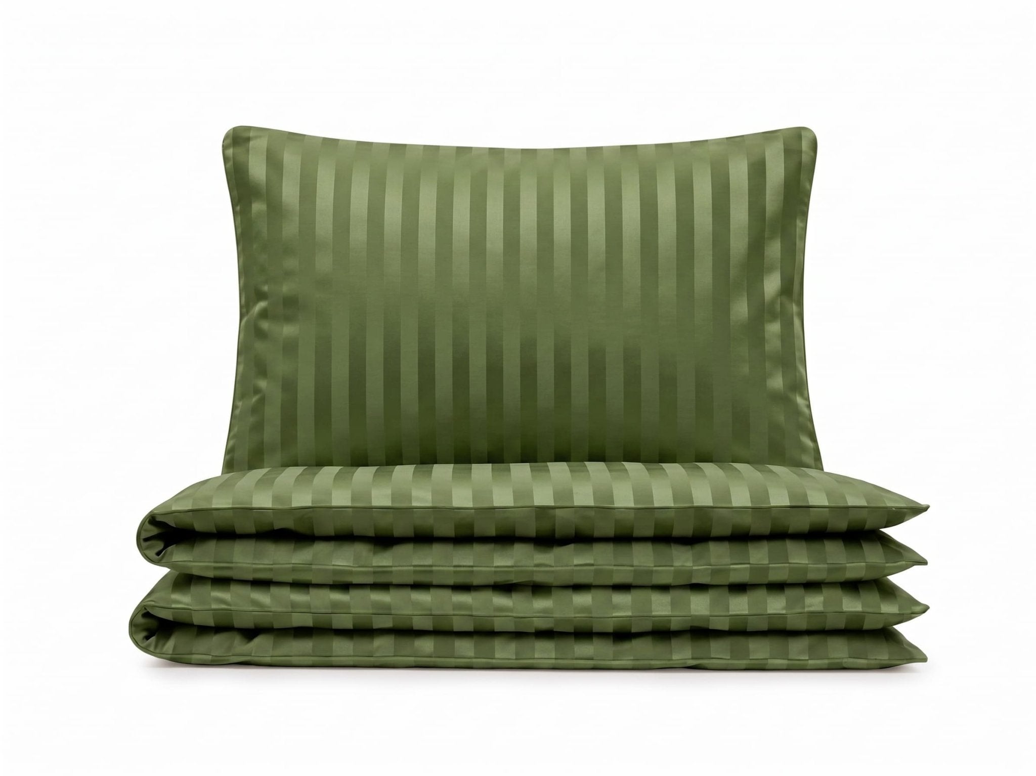 Pościel z mikrofibry zielona w pasy 200x220 3 el. Emerald Regent h1563 - Lunatis