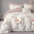 Pościel 160x200 z prześcieradłem dwukolorowa 4 el. białoróżowa w motyw kwiatowy Mylly Mil-J17