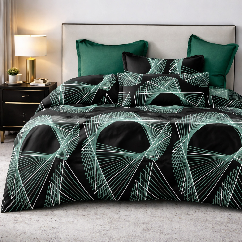 Pościel 160x200 z prześcieradłem 4 el. geometryczna abstrakcja 3D Line Art Mil-E28
