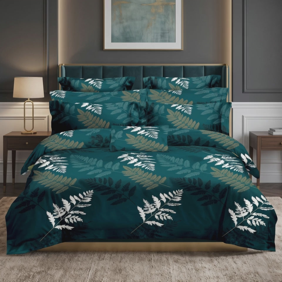 Pościel z mikrofibry zielona w liście 140x200 2 el. Emerald Canopy h1690